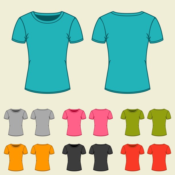 一套模板彩色t恤的妇女图片下载