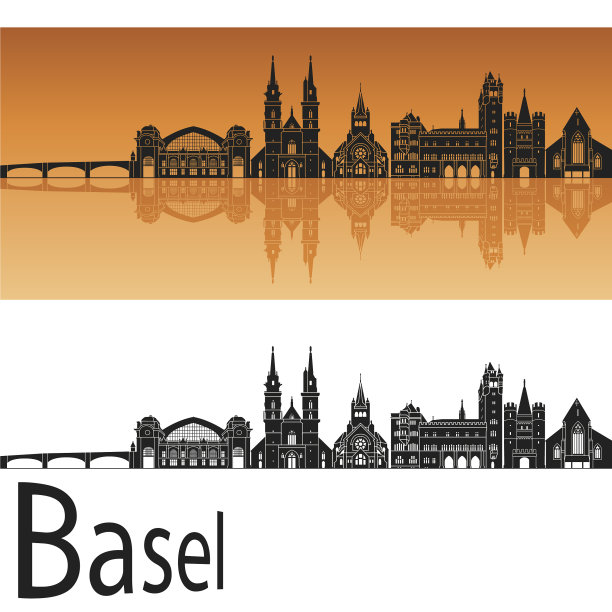 橙色的巴塞尔天际线图片下载