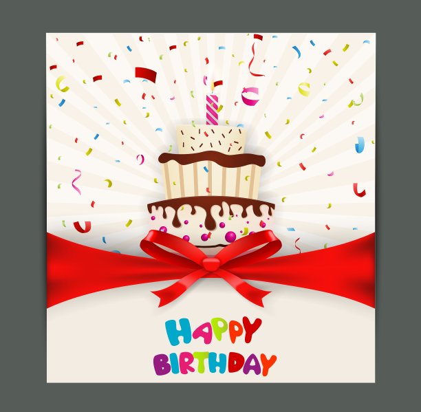 生日贺卡设计与蛋糕图片下载