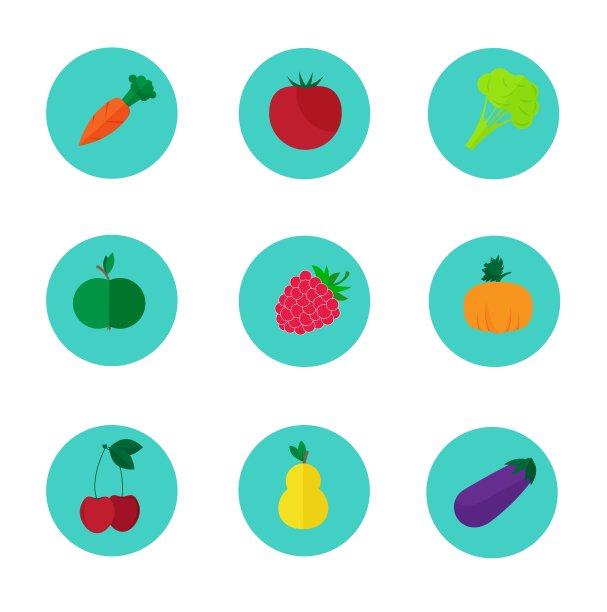 一套水果和蔬菜图片下载