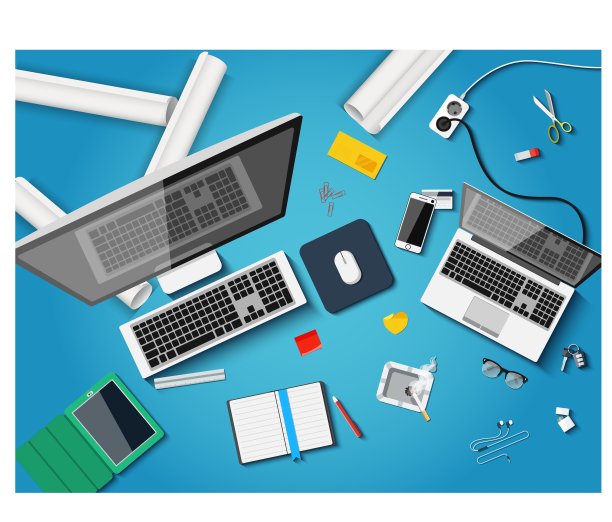 工作场所与不同的主题在平面风格图片下载