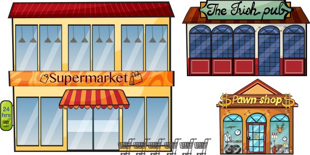 超市，酒吧和当铺图片下载