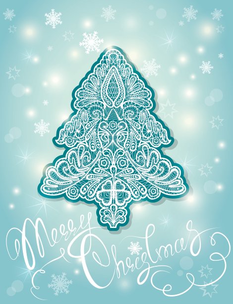 抽象冷杉树-花卉花边装饰图片下载