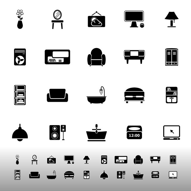 白色背景上的家居图标图片下载