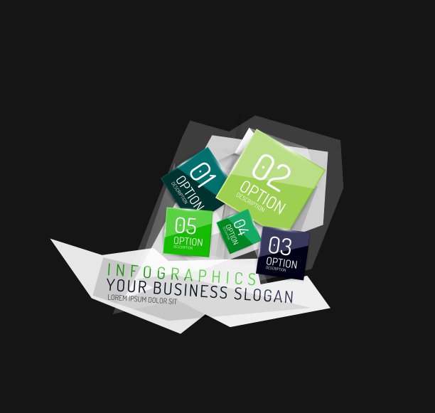 现代多边形折纸信息图图片下载