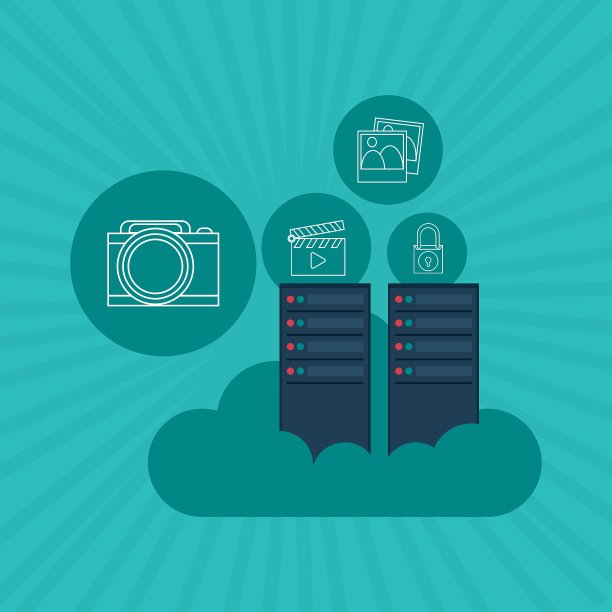 彩色数据中心平面设计图片下载