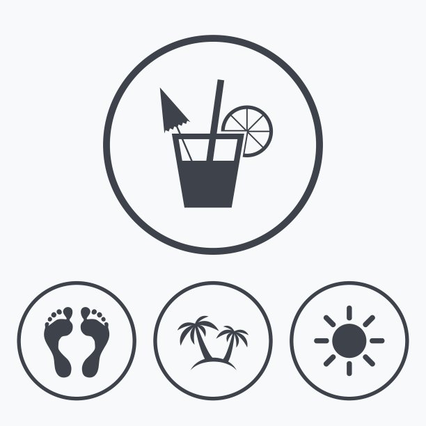 海滩假日标志鸡尾酒人类足迹图片下载