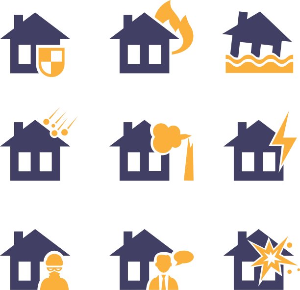 家庭和房屋保险风险图标图片下载