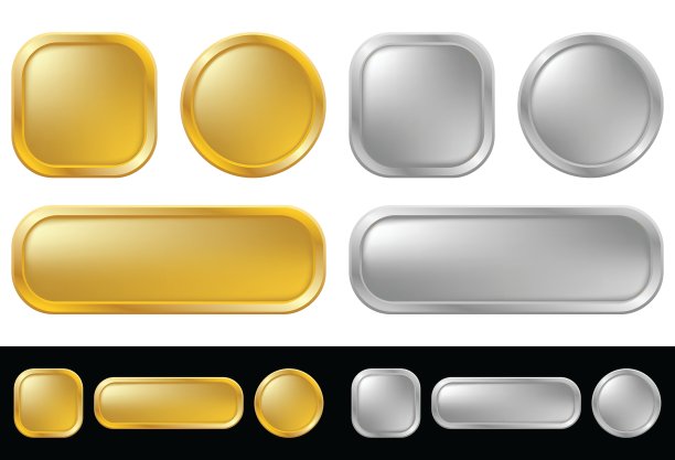 金色和银色的纽扣图片下载