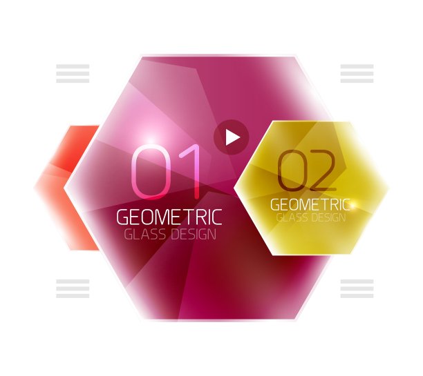 彩色玻璃六角商业信息图图片下载