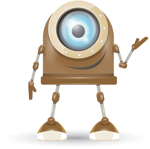 棕色卡通机器人孤立在白色上图片下载