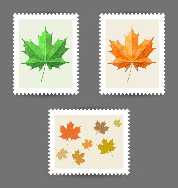印有枫叶图案的邮票图片下载