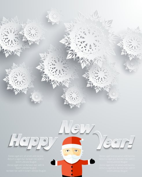 圣诞老人新年快乐雪花背景图片下载