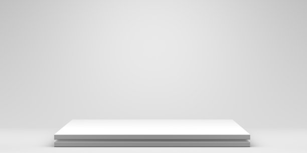 3D渲染：空白展台，白色背景，盒式设计图片下载
