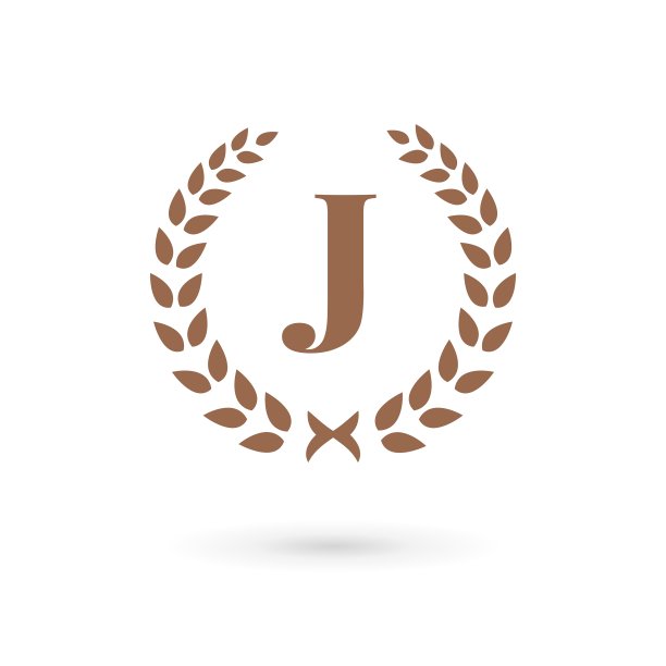 月桂花环J字母logo图标图片下载