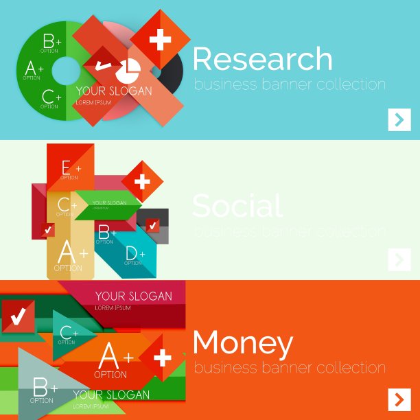 平面设计纸信息图横幅集图片下载