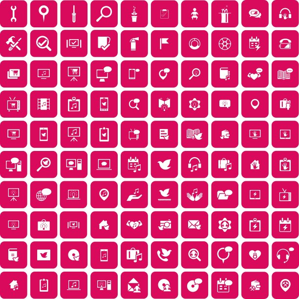 一套100个通用图标商业互联网图片下载