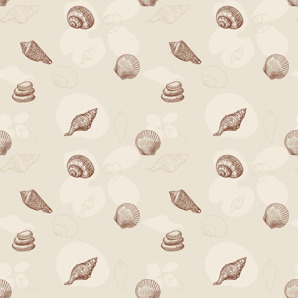 海滩贝壳无缝图案图片下载