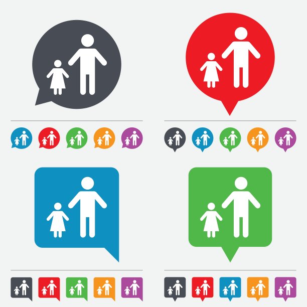 单亲家庭和一个孩子的标志图标图片下载