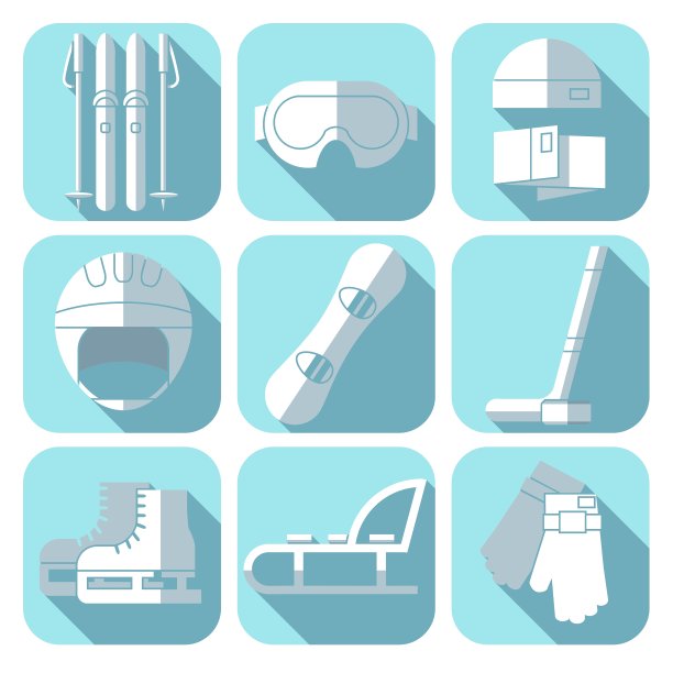 冬季运动平面设计的图标集图片下载