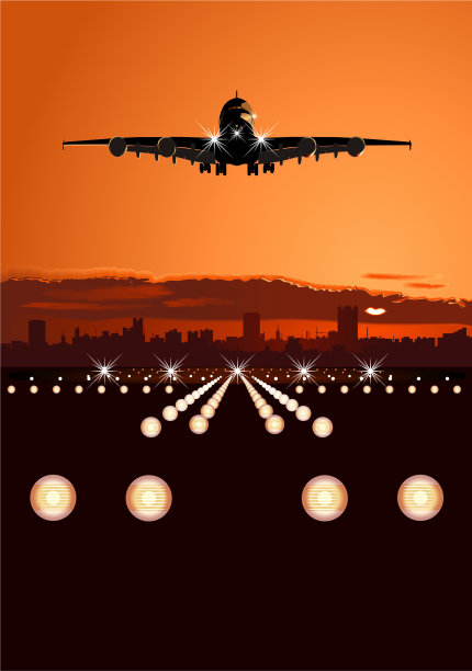 客机降落天际图片下载