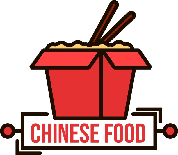 外卖中式面条盒细线徽章图片下载