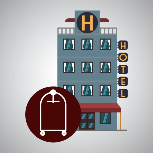酒店设计旅游图标孤立和扁平图片下载