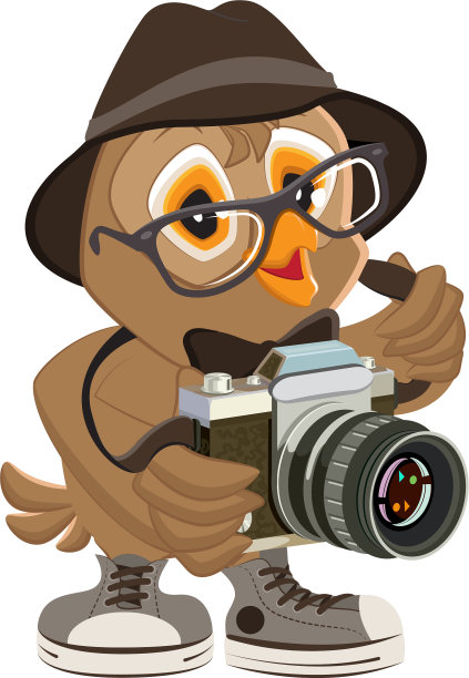 猫头鹰潮人戴着帽子和太阳镜，抱着复古风图片下载