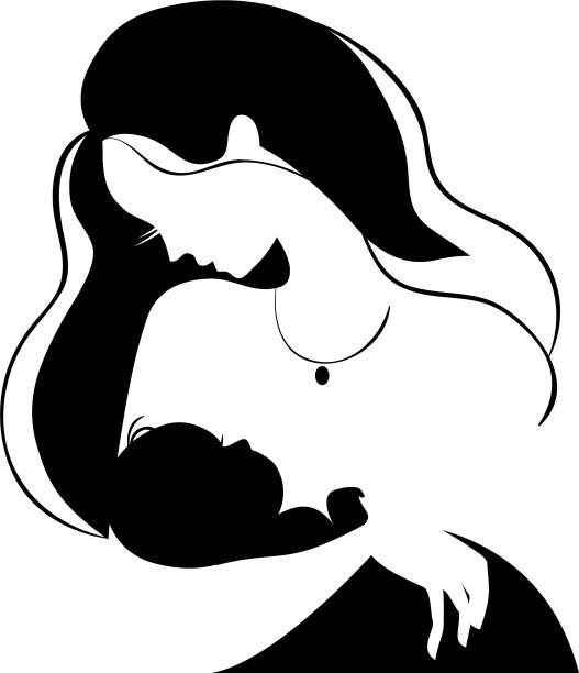 母亲和婴儿的剪影图片下载