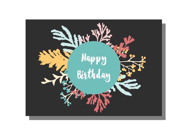 万能卡片模板与花卉图案的快乐图片下载