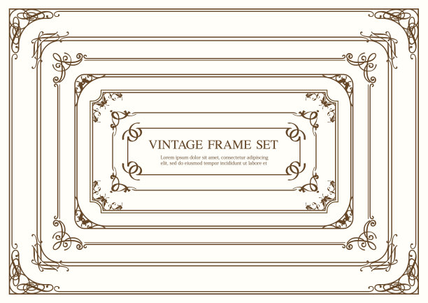一组矩形复古框架孤立在一个简单的背景。图片下载