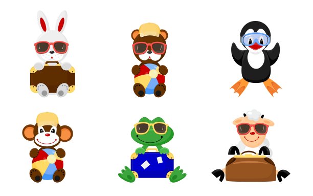 可爱的动物去度假图片下载