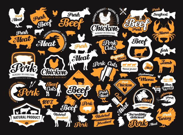肉类食品标签标识图标合集图片下载