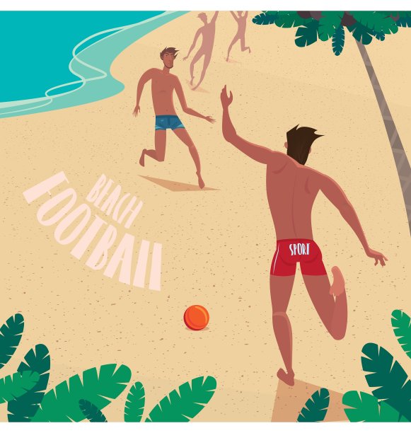 男孩们在海边玩球图片下载