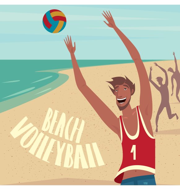 人们在海滩上玩球图片下载