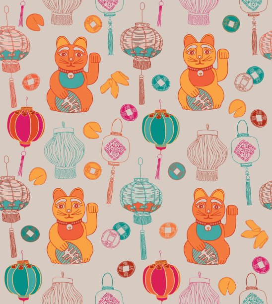 中国灯笼吉祥猫图片下载