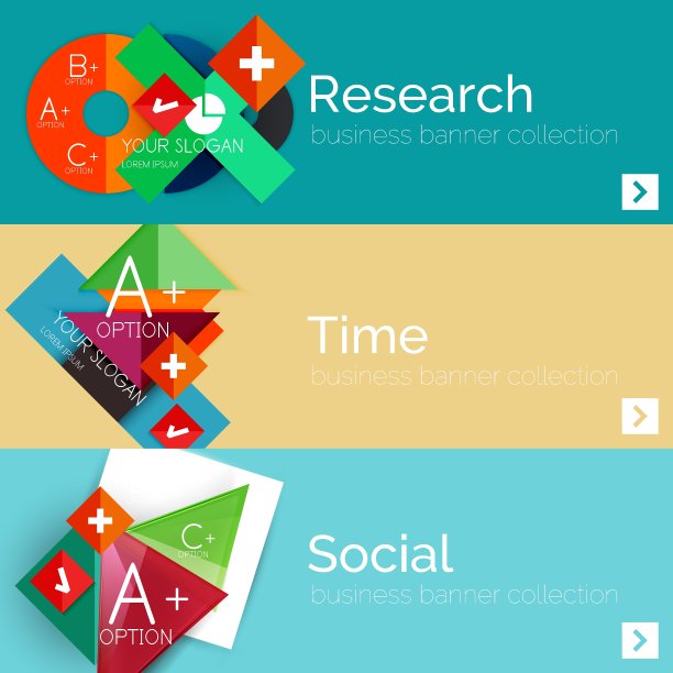 平面设计纸信息图横幅集图片下载