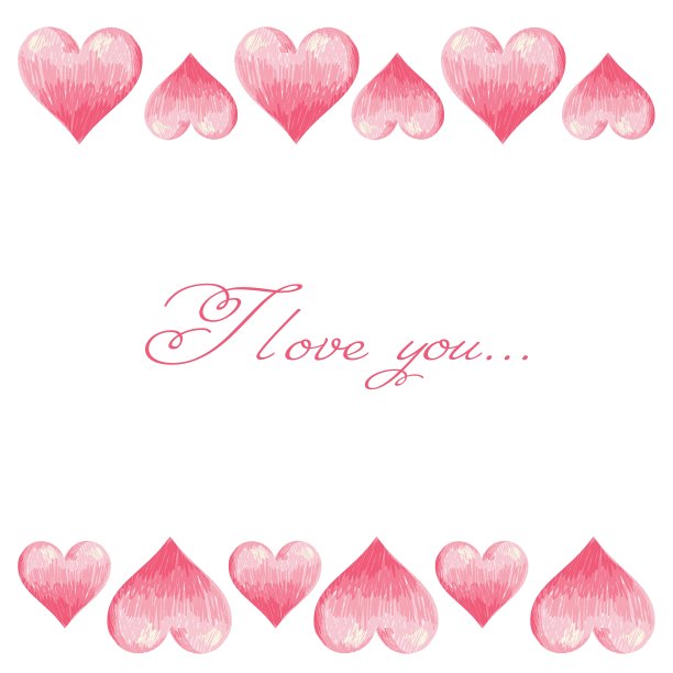 手绘五彩情人节心形边框图片下载