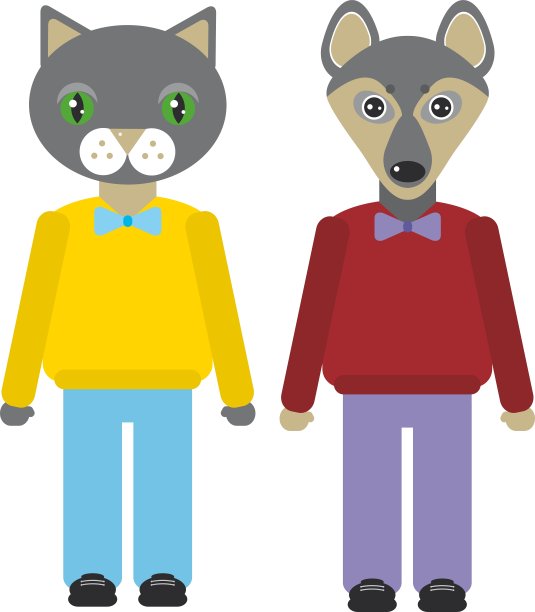 猫和狗动物设置在时尚公寓风格动物园图片下载