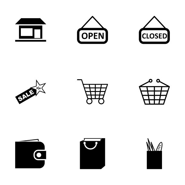 黑色商店图标集图片下载