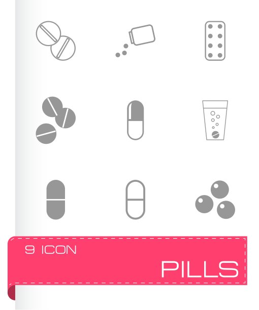 黑色药丸图标套装图片下载