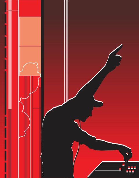 一个男人站在办公室的剪影图片下载