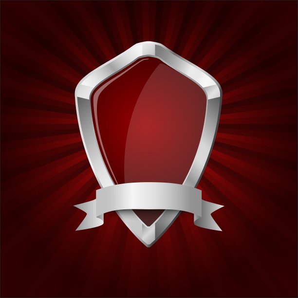 红色光线背景上的光泽屏蔽图片下载