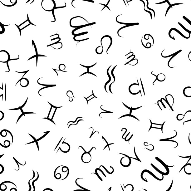 黄道十二宫的标志在白色无缝衔接图片下载