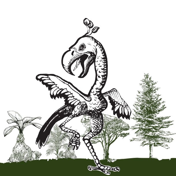 跳舞的恐龙鸟-手绘图片下载