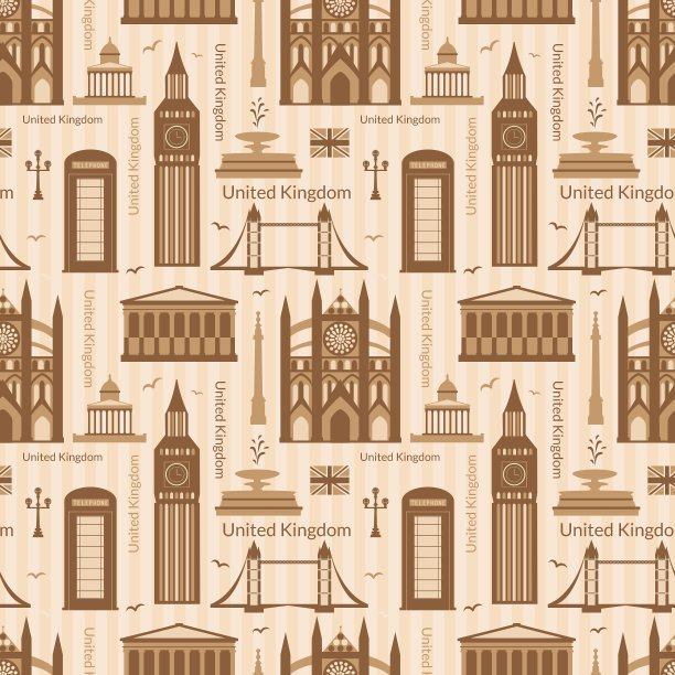 无缝模式与英国地标图片下载