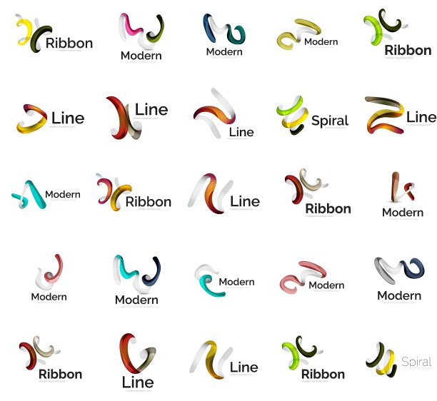一组抽象的丝带标志图标图片下载