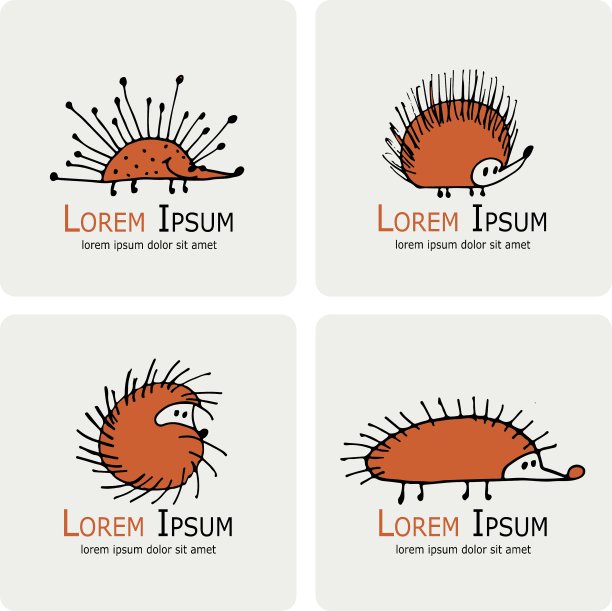 有趣的刺猬标志设置为您的设计图片下载