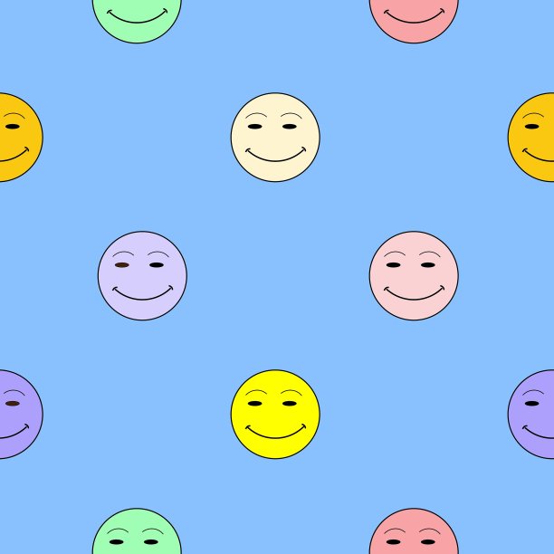 微笑幸福标志蓝色背景图片下载