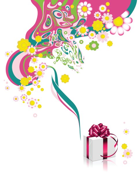 带有花卉背景的礼盒图片下载